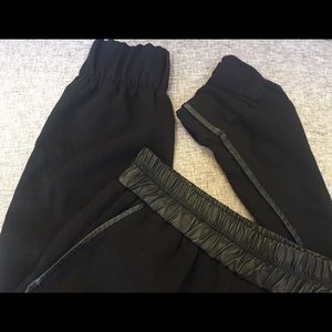 Zara black pants trimmed out in faux leather!